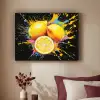 Citroen - Graffiti - Kleurrijk - Verf - Modern Textielframe - compleet frame klein -sfeer1