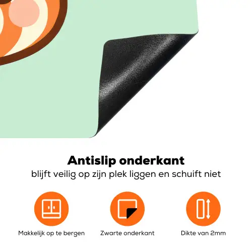 Rode panda - Groen - Cartoon Inductie beschermer vinyl 3mm klein -zzzzzzz-td-onderkant
