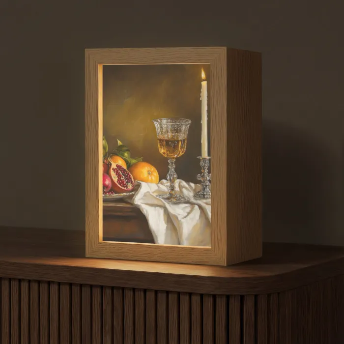 Fruit -  Stilleven - Wijn - Kaars Light Box met kabel (Tafellamp) klein -z3d_website