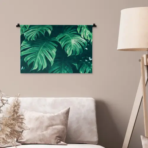 Monstera - Bladeren - Planten - Jungle - Natuur Wandkleed katoen klein -sfeer4