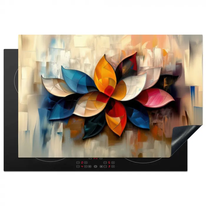 Bloem - Abstract - Kleurrijk - Bladeren Inductie beschermer vinyl 3mm klein -3d
