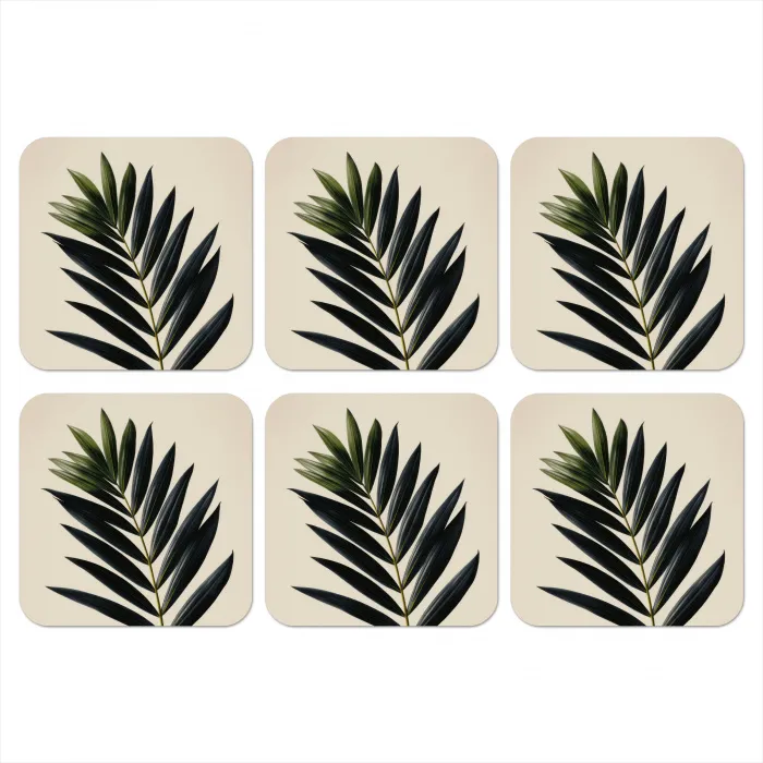 Palmblad - Donkere bladen - Subtiel onderzetter kurk middel -3d