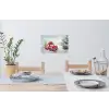 Auto - Rood - Cadeaus - Winter - Sneeuw - Kerst Muursticker klein -eettafel