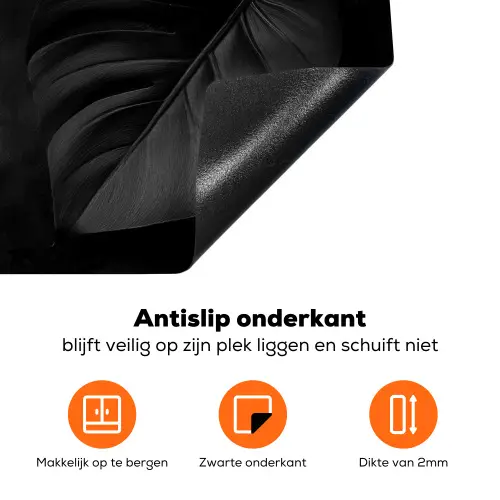 Zwart - Blad - Monstera Inductie beschermer vinyl 3mm klein -zzzzzzz-td-onderkant