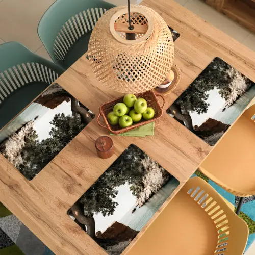 Rotsen - Zee - Boom - Groen Placemat vinyl groot -zzsfeer5_Kitchenyeah-website