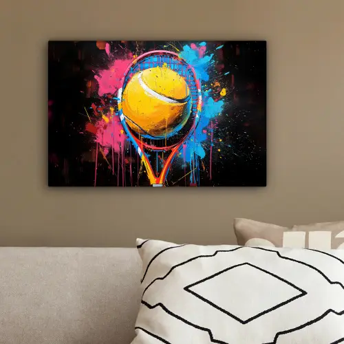 Graffiti - Tennis - Sport - Racket canvas 2cm klein -sfeer3