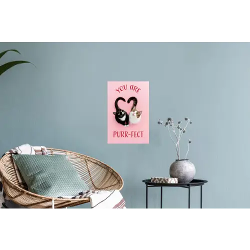 Kat - Hart - Tekst - Valentijn Muursticker klein -plant
