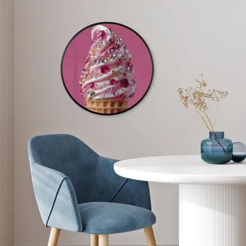Softijs - Edelstenen - Roze - Hoorntje Fotolijst rond zonder passe partout klein -sfeer2