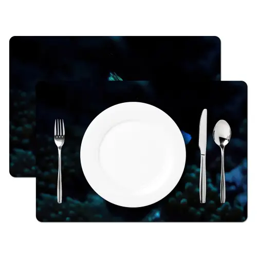 Vis - Stippen - Koraal - Blauw Placemat vinyl groot -zzsfeer2_Kitchenyeah-website