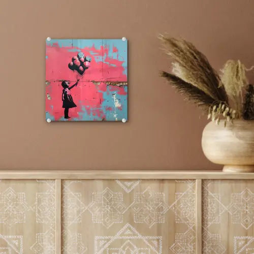 Graffiti - Meisje - Ballon - Banksy - Street art plexiglas 5mm klein -sfeer5