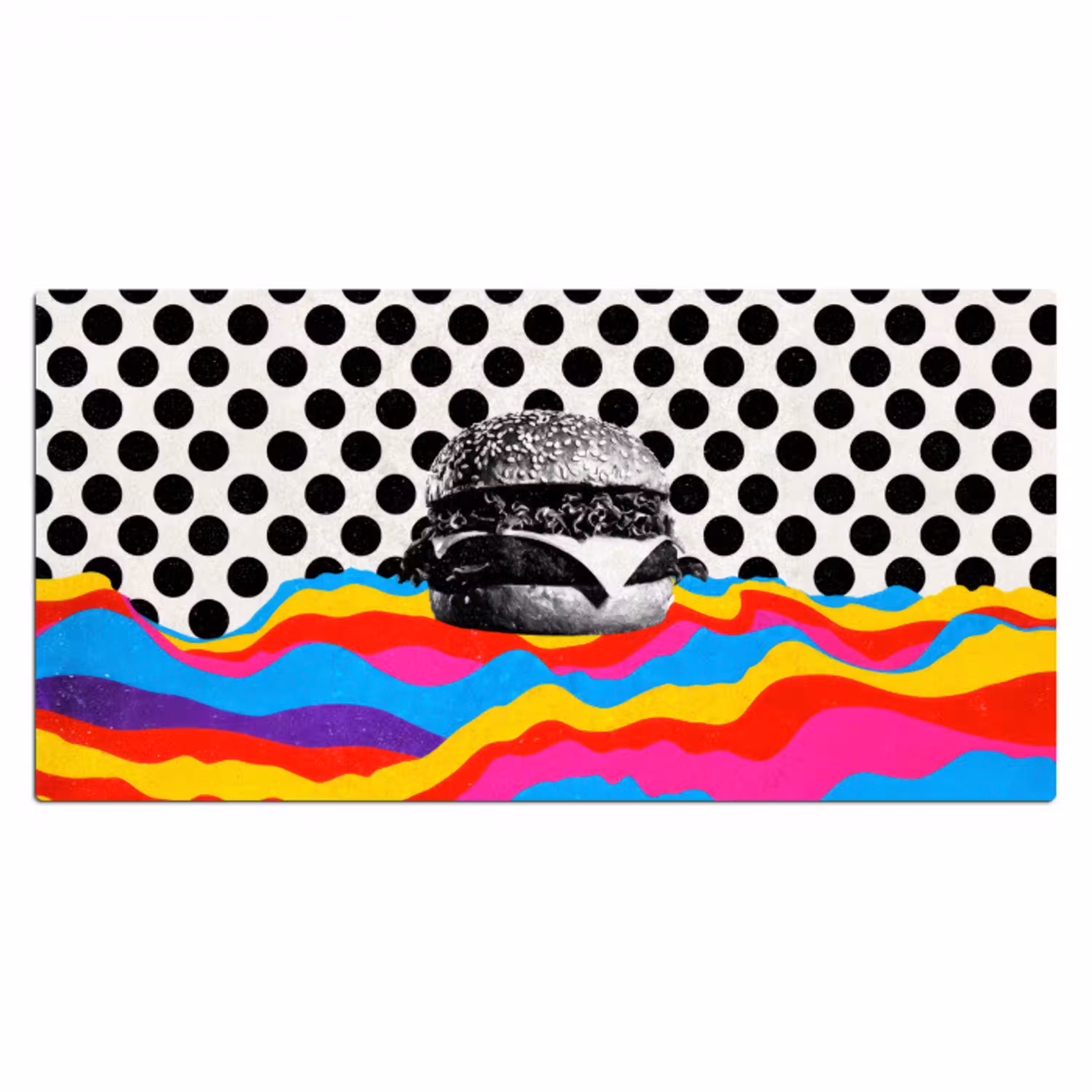 Hamburger - Stippen - Golven - Kleuren Muismat XXL klein -3d_leeg