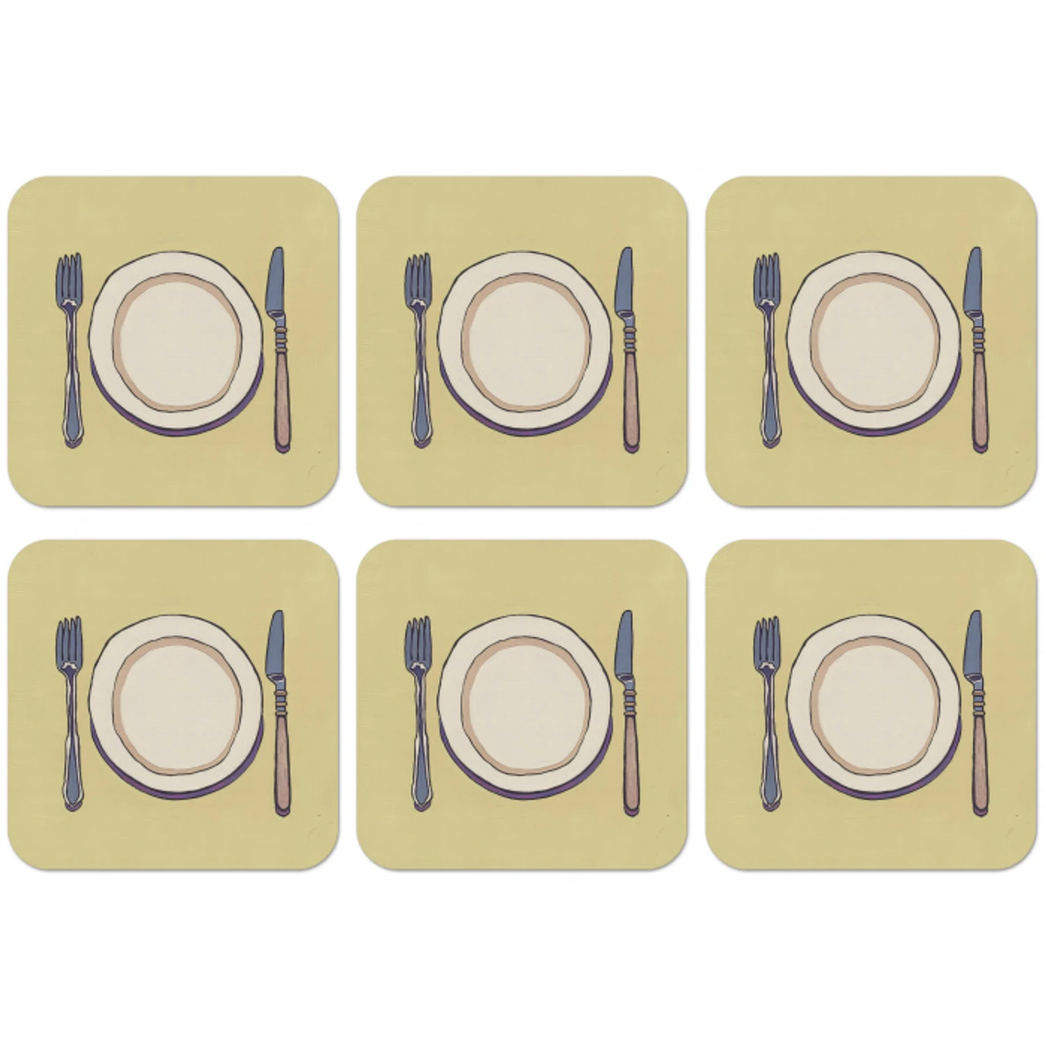 Illustratie - Bord - Bestek - Beige onderzetter kurk middel -zkaufland3dotto