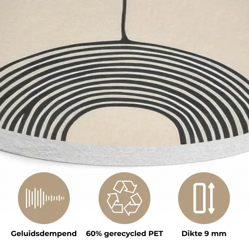Geometrische bogen - Minimalistisch - Symmetrisch Akoestische PET Vilt - Rond klein -closeup_NL