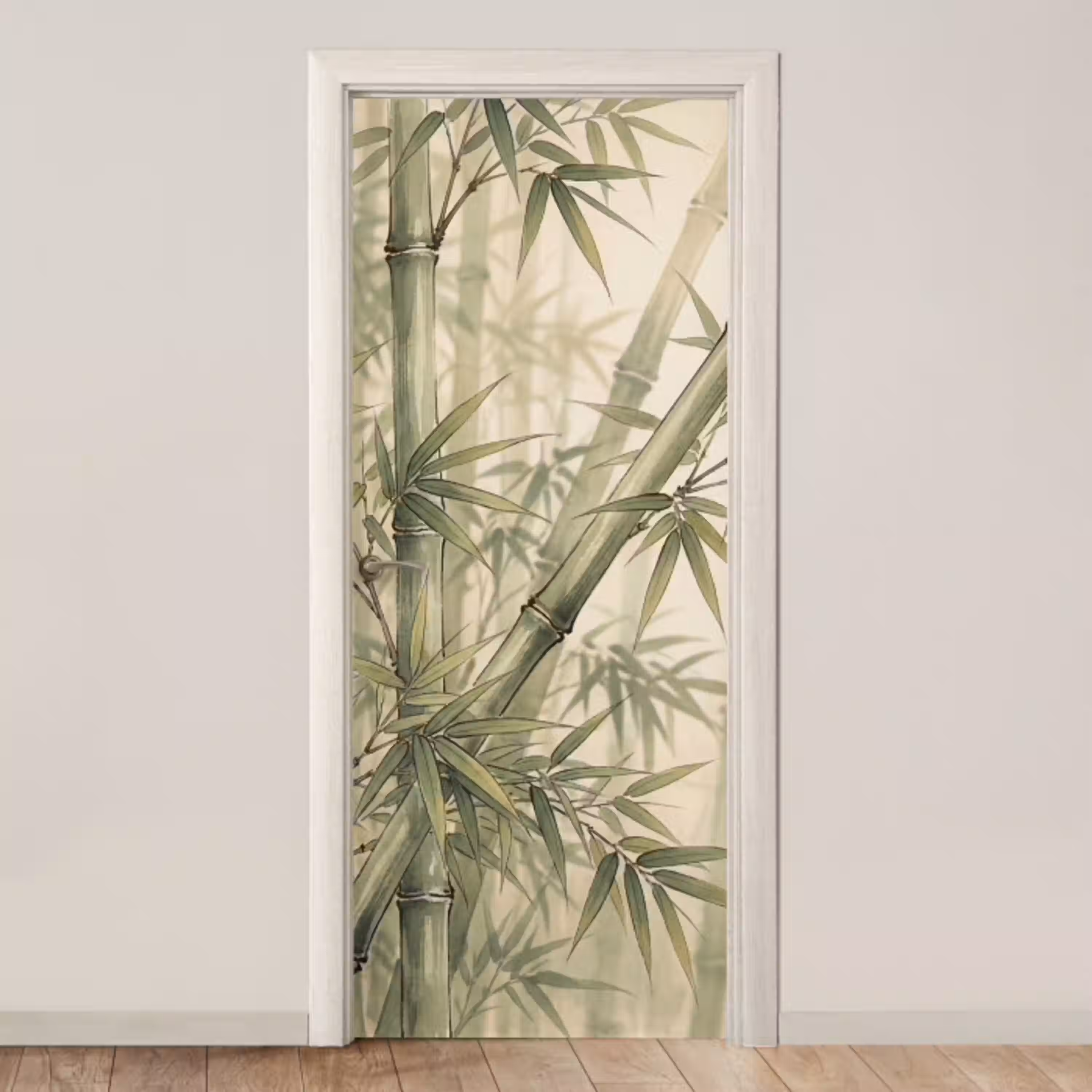 Bamboe - Bladeren - Aziatisch - Groen - Natuur deurposter klein -3d_beige