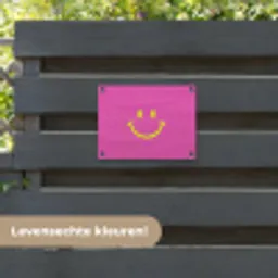Smiley - Vrolijk - Roze tuinposter los doek klein -sfeer3