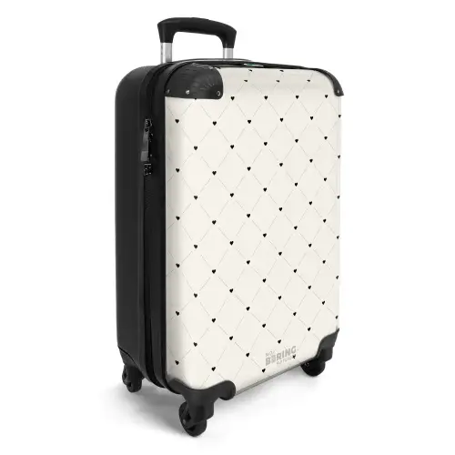 Valentijn hartenruitmotief zwart wit NBS - Handbagage koffer - Kinderen Unisex middel -productfoto_3d