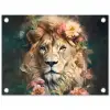 Leeuw - Leeuwenkop - Wilde dieren - Bloemen tuinposter los doek klein -3d