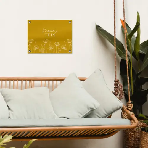 Mama's Tuin op Gele Achtergrond tuinposter los doek klein -sfeer7