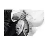 Vissen - Chef - Zwart - Wit Muursticker klein -3d