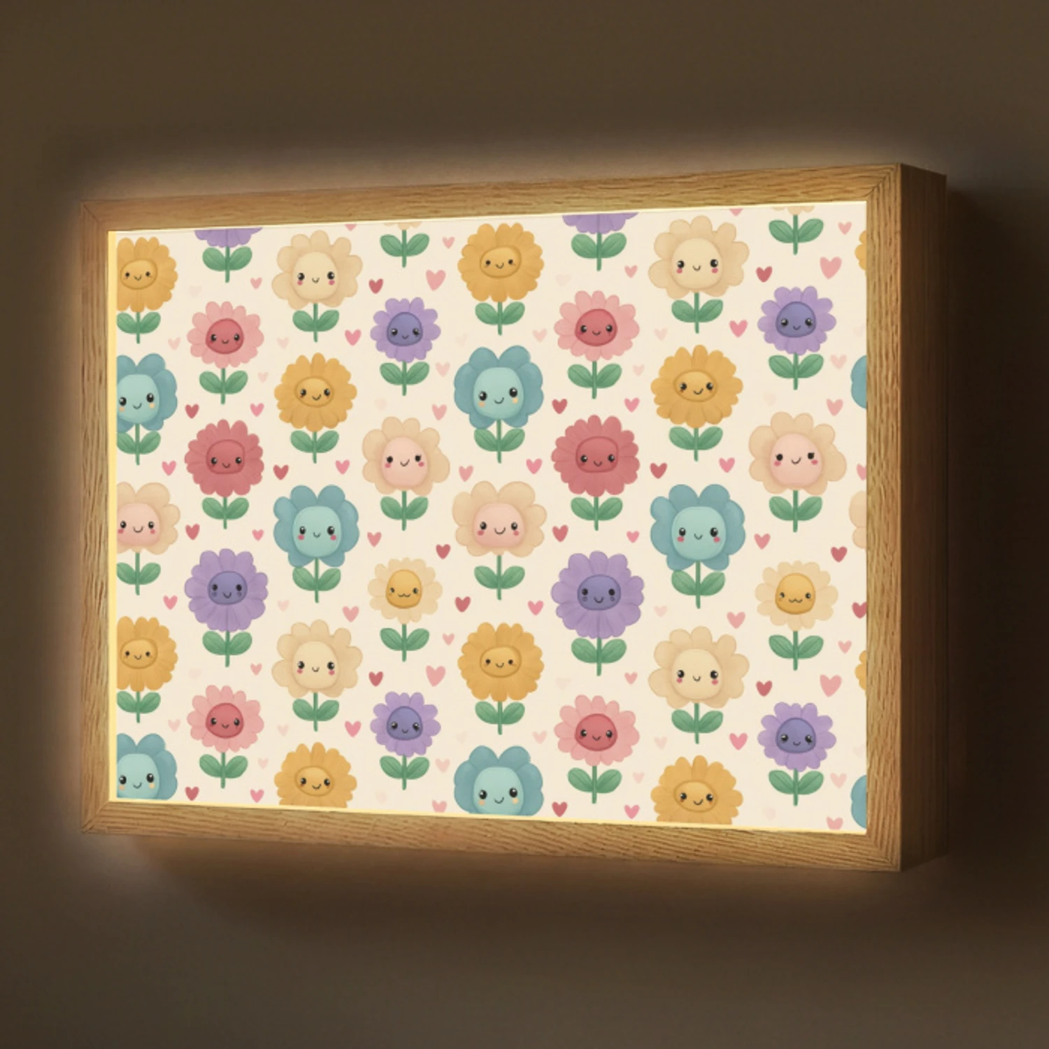 Bloemen - Hartjes - Kleurrijk Light Box met batterij (Wandlamp) middel 907 -z3d_website