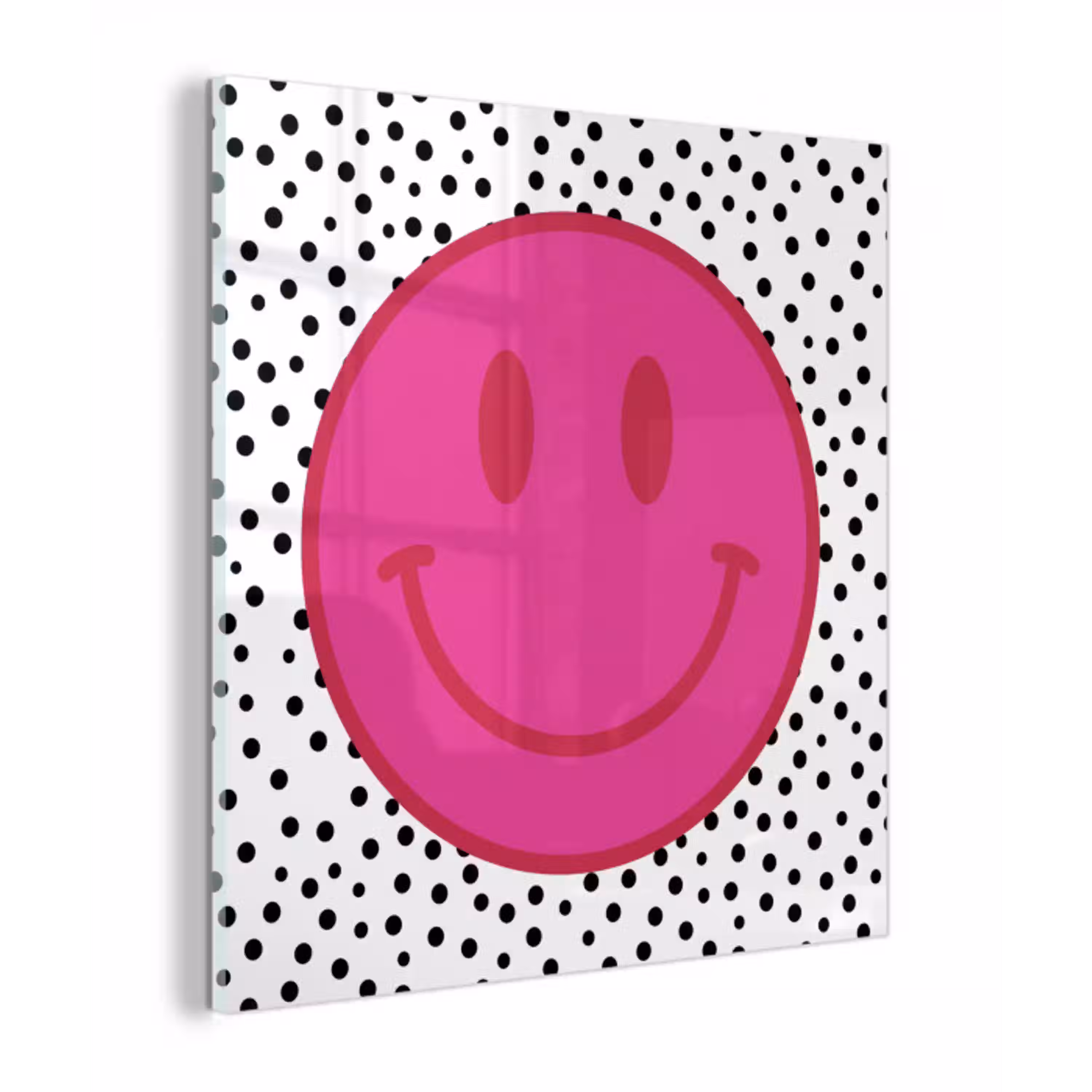 Smiley - Roze - Stippen plexiglas 5mm klein -z3d