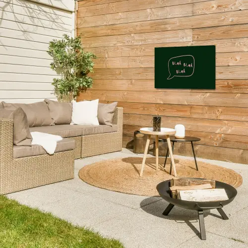 Tekstwolkje - Donkergroen - BLAH BLAH BLAH Tuinposter op houten frame 2 cm dik klein -sfeer2