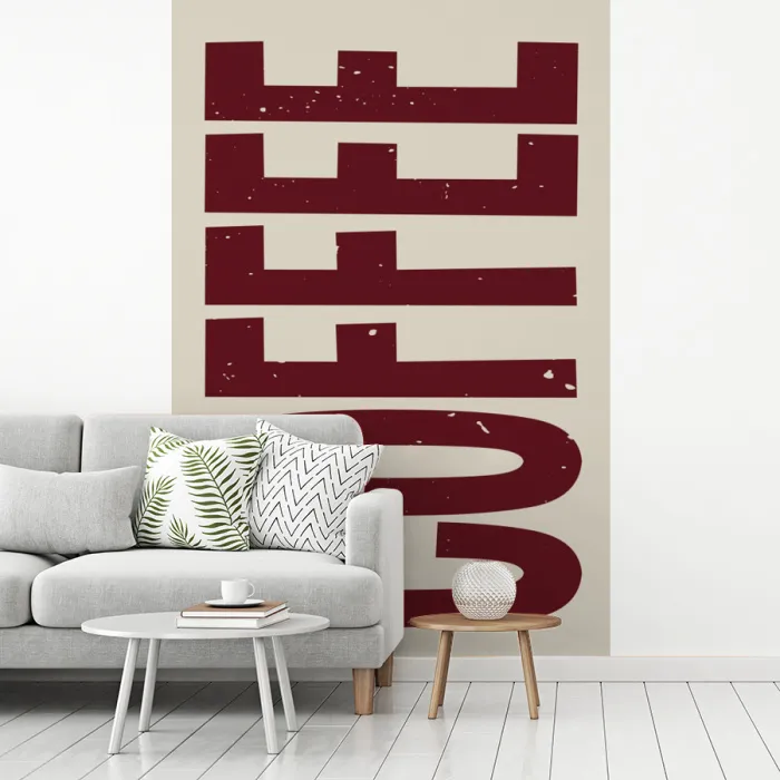 Koffie -Japandi - Rood - Vintage fotobehang vinyl groot -woonkamer
