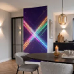 Kruisen - Lasterstralen - Neon Behang Vinyl klein -sfeer3