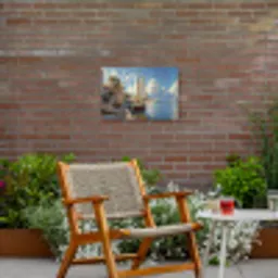 Zeilschip - Huizen - Kade - Zee Tuinposter op houten frame 2 cm dik klein -sfeer3