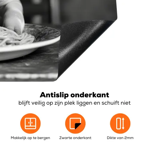Varken - Schattig - Spaghetti - Zwart wit - Dier Inductie beschermer vinyl 3mm klein -zzzzzzz-td-onderkant