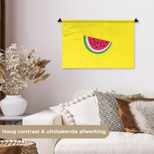 Fruit - Watermeloen - Geel Wandkleed katoen klein -sfeer1