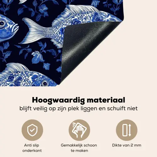 Vissen - Bloemen - Blauw Inductie beschemer met haakjes klein 777 -ky-onderkant-nl
