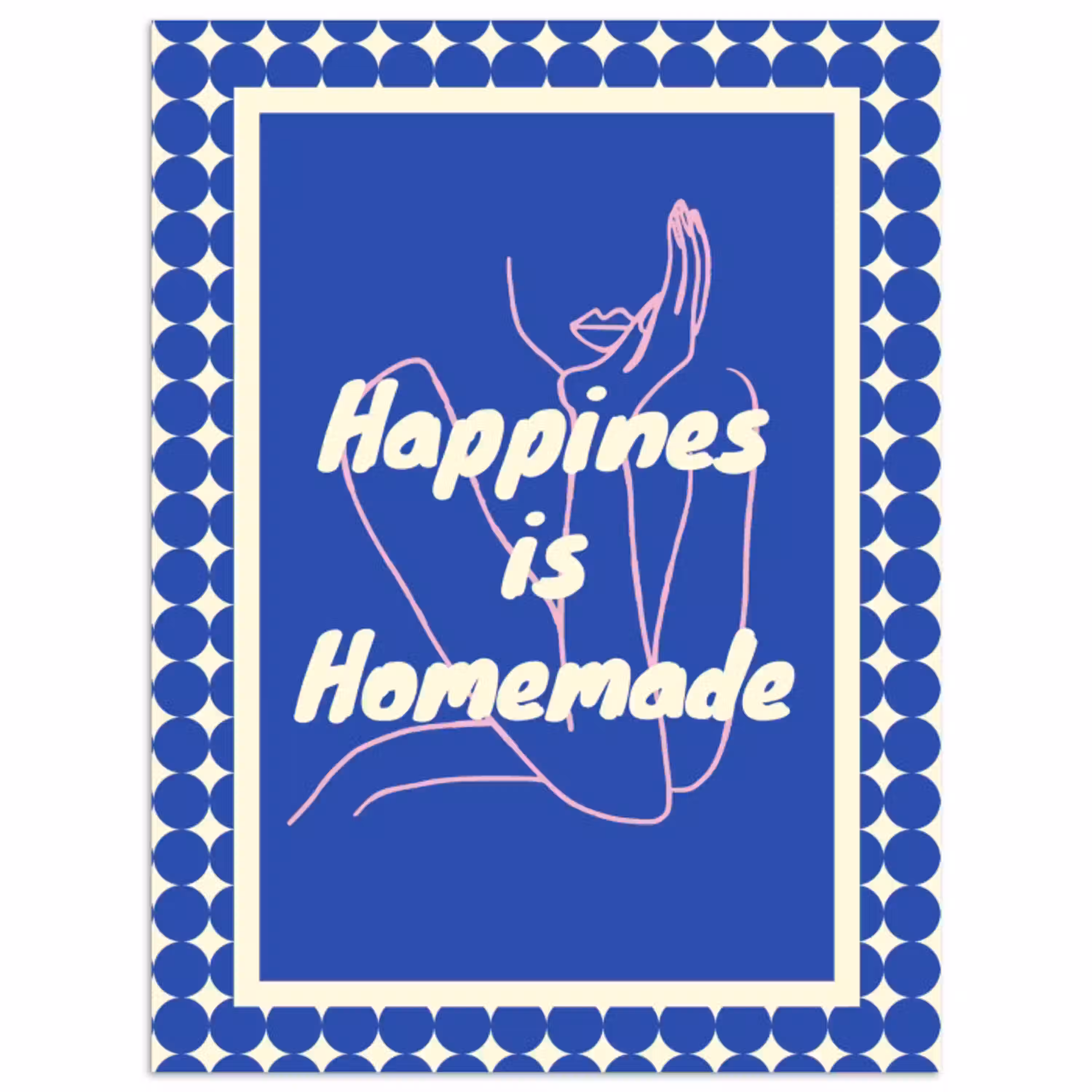 Lijntekening - Vrouw - Quote - Blauw poster papier klein -3d