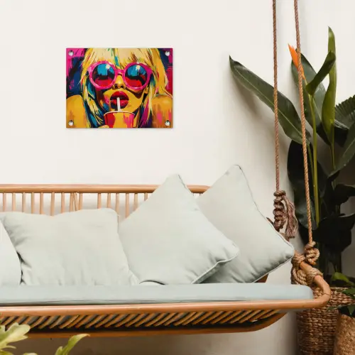 Zonnebril - Roze - Vrouw - Rietje tuinposter los doek klein -sfeer7