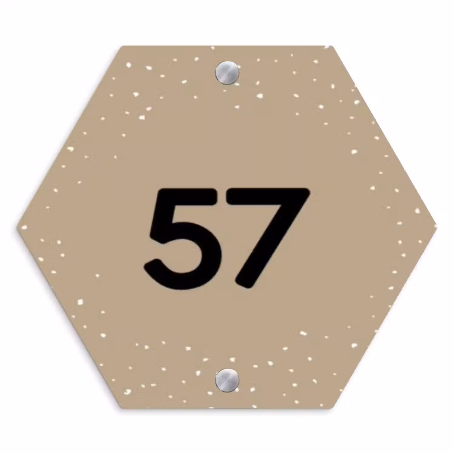 Namensschild Haustür Hexagon - Beige mit Polka Dots - Traditionell