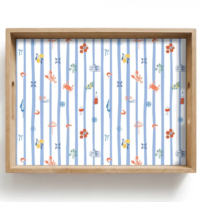 Strepen - Blauw - Patroon - Zomer Dienblad Rechthoek middel 911 -z3d_shopping