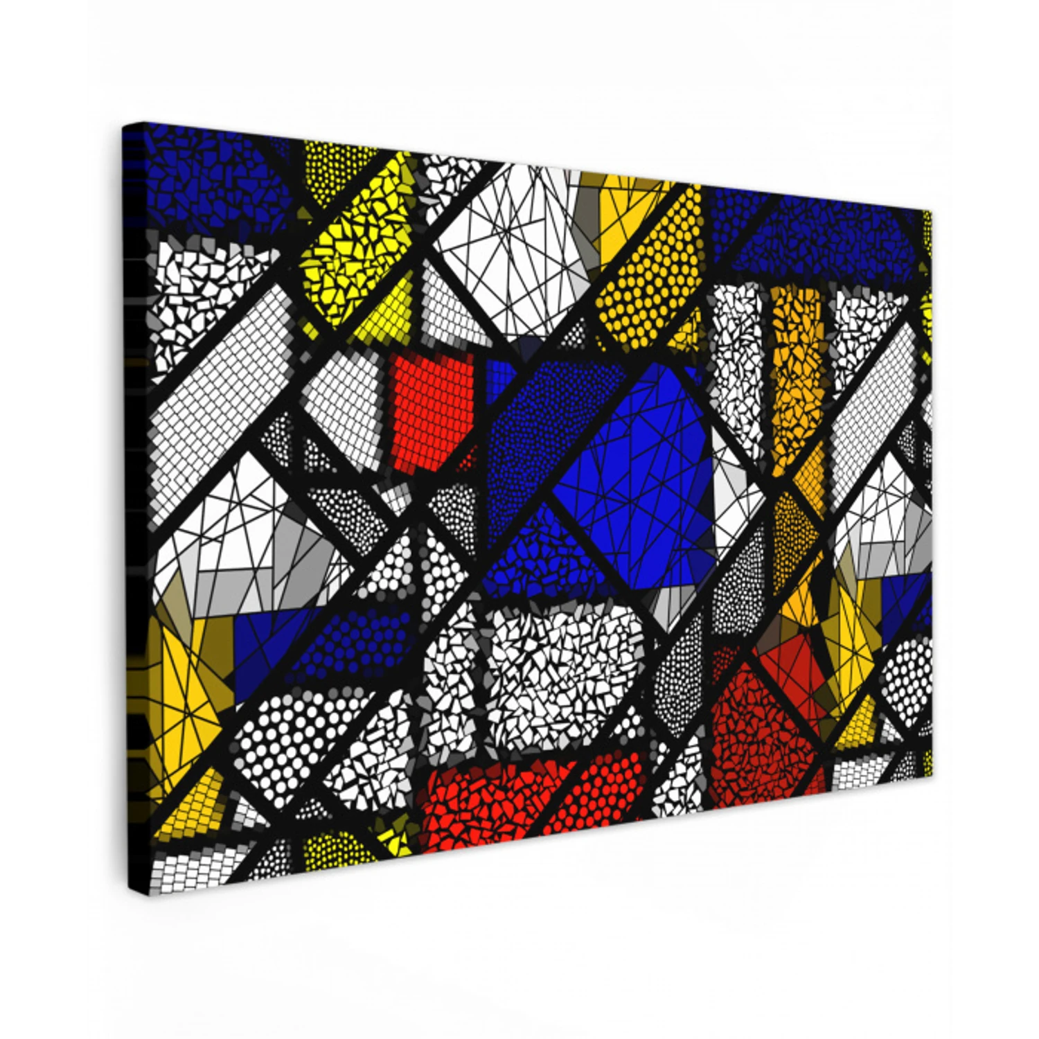 Mondriaan - Glas in lood - Oude Meesters - Kunstwerk - Abstract - Schilderij canvas 2cm klein -z3d