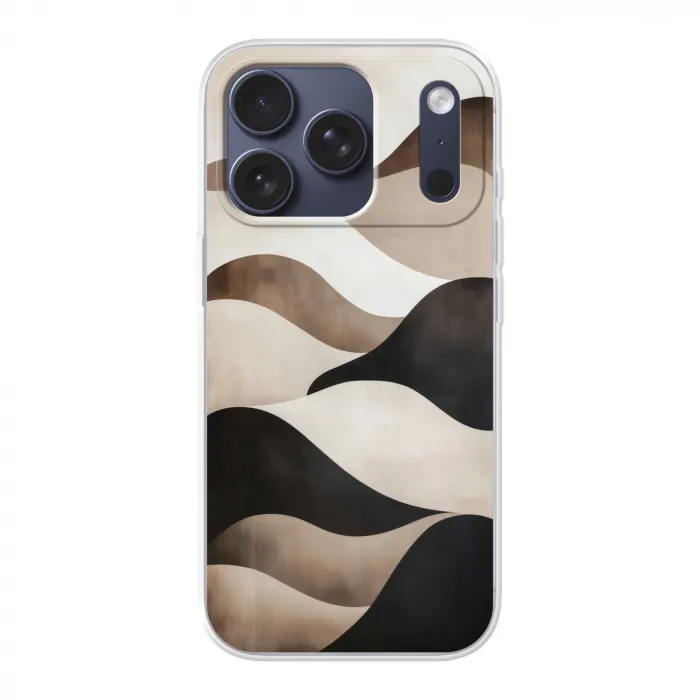 Golven - Abstract - Beige Telefoonhoesje iPhone 17 Pro klein -3d