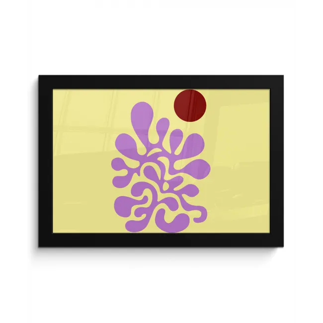 Koraal - Cirkel - Abstract - Geel fotolijst zwart zonder passe partout klein -3d