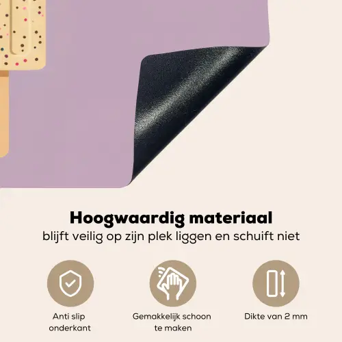 Beige - Ijsje - Spikkels Inductie beschemer met haakjes klein -ky-onderkant-nl