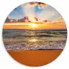 Strand - Zonsondergang - Zee - Wolken - Horizon Wandcirkel kunststof plaat 5mm dik klein -3d