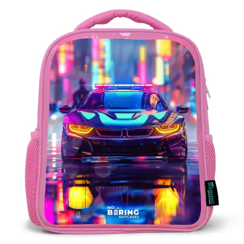 Neon nightcar Kinderrugzak - Roze middel -3d
