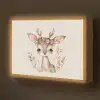 Hert - Bohemian - Bloemen - Bosdieren Light Box met batterij (Wandlamp kind) middel -z3d_website