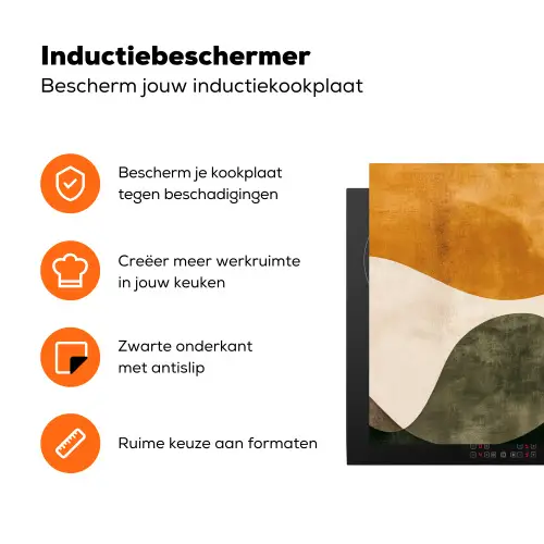 Vormen - Okergeel - Abstract Inductie beschermer vinyl 3mm klein -zzzzzzz-td-ups