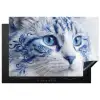 Kat - Patroon - Blauw Inductie beschermer vinyl 3mm klein -3d