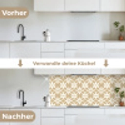 Bloemen - Patroon - Beige keuken achterwand 2 middel 871 -voor-na_DE
