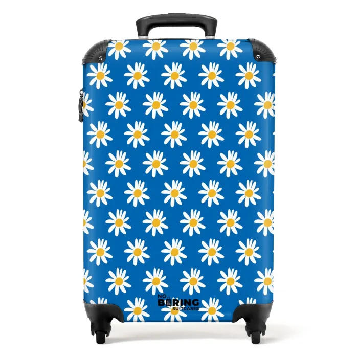 Vintage bloemenpatroon - Blauw NBS - Handbagage koffer - Kinderen Unisex middel -productfoto_recht