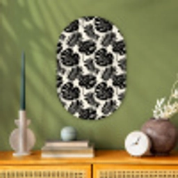Modern - Monstera - Zwart Wandcirkel Ovaal Forex klein 630 -sfeer2