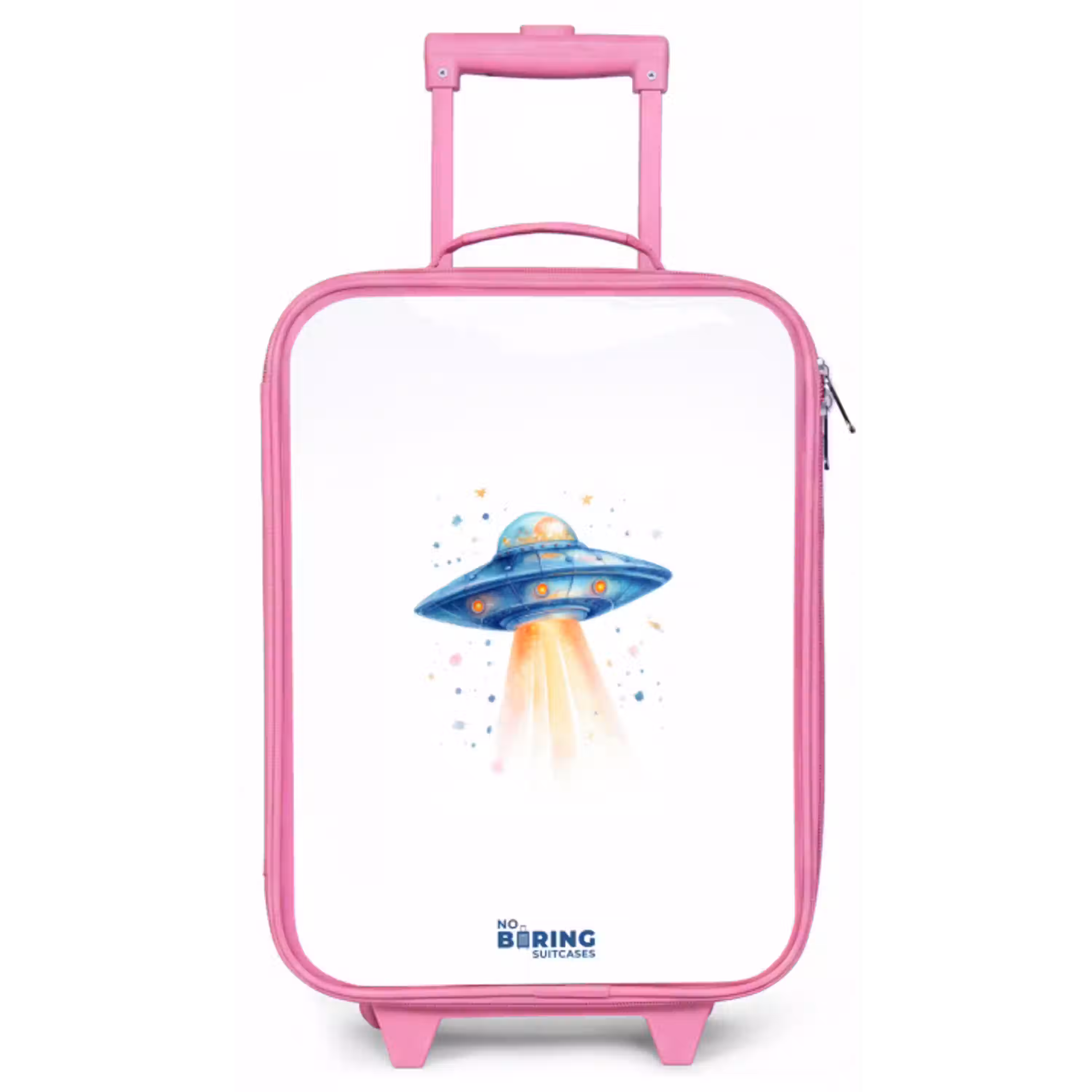 Blauw ruimteschip met lichtstraal Kinderkoffer - Roze klein -zz3dotto