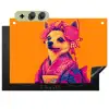 Kimono - Hondje - Bloemenkroon - Oranje Inductie beschemer met haakjes klein -3d